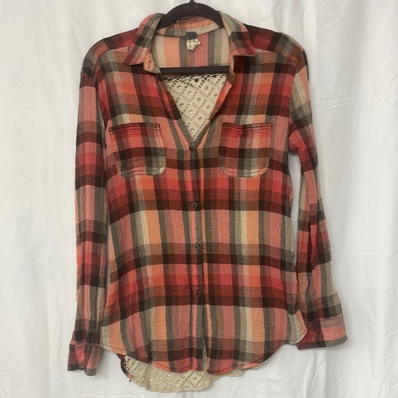 We The Free Plaid & Lace Button Down *NWOT* - Picture 1 of 4